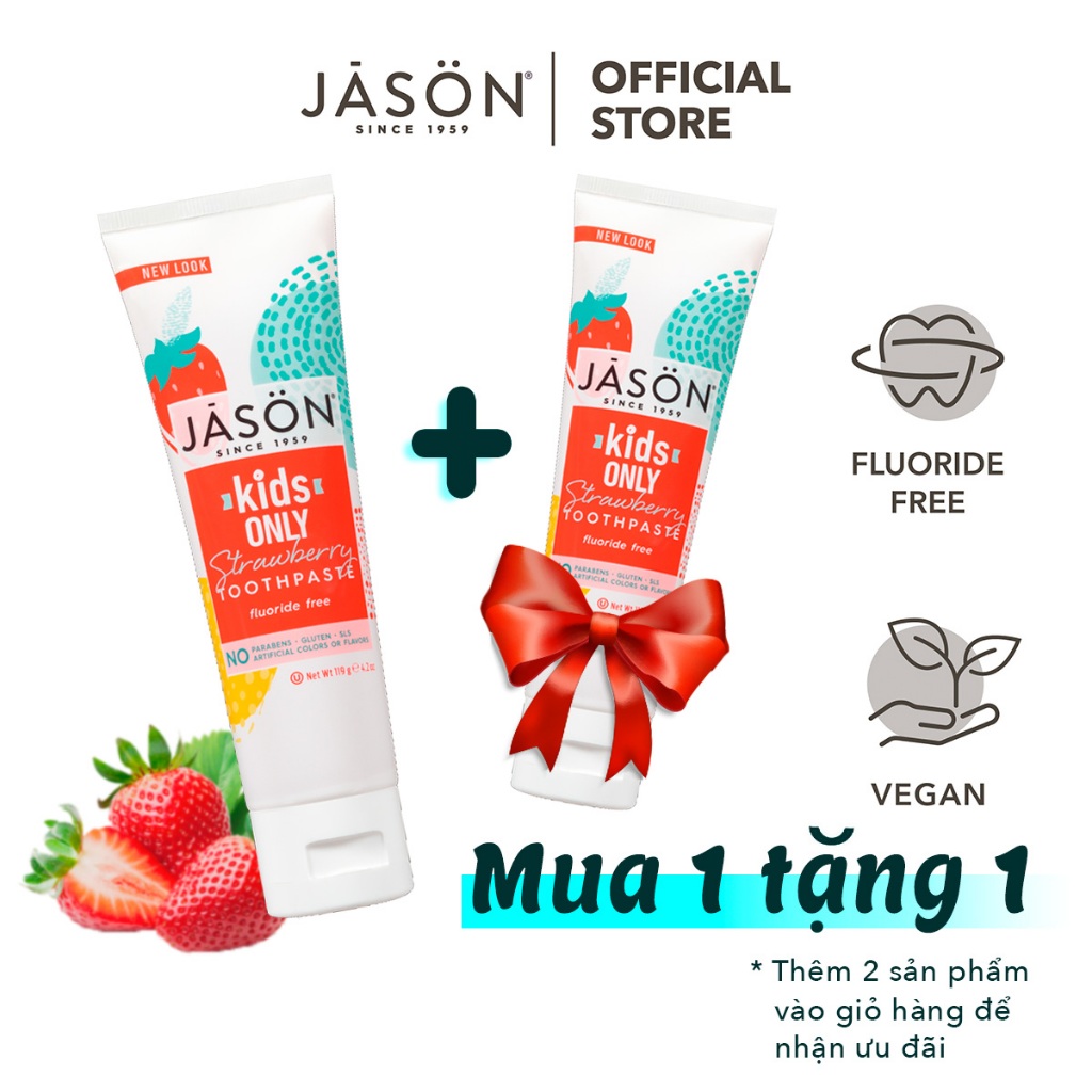 Kem đánh răng hương dâu cho trẻ em JASON KIDS ONLY STRAWBERRY TOOHTPASTE 119g