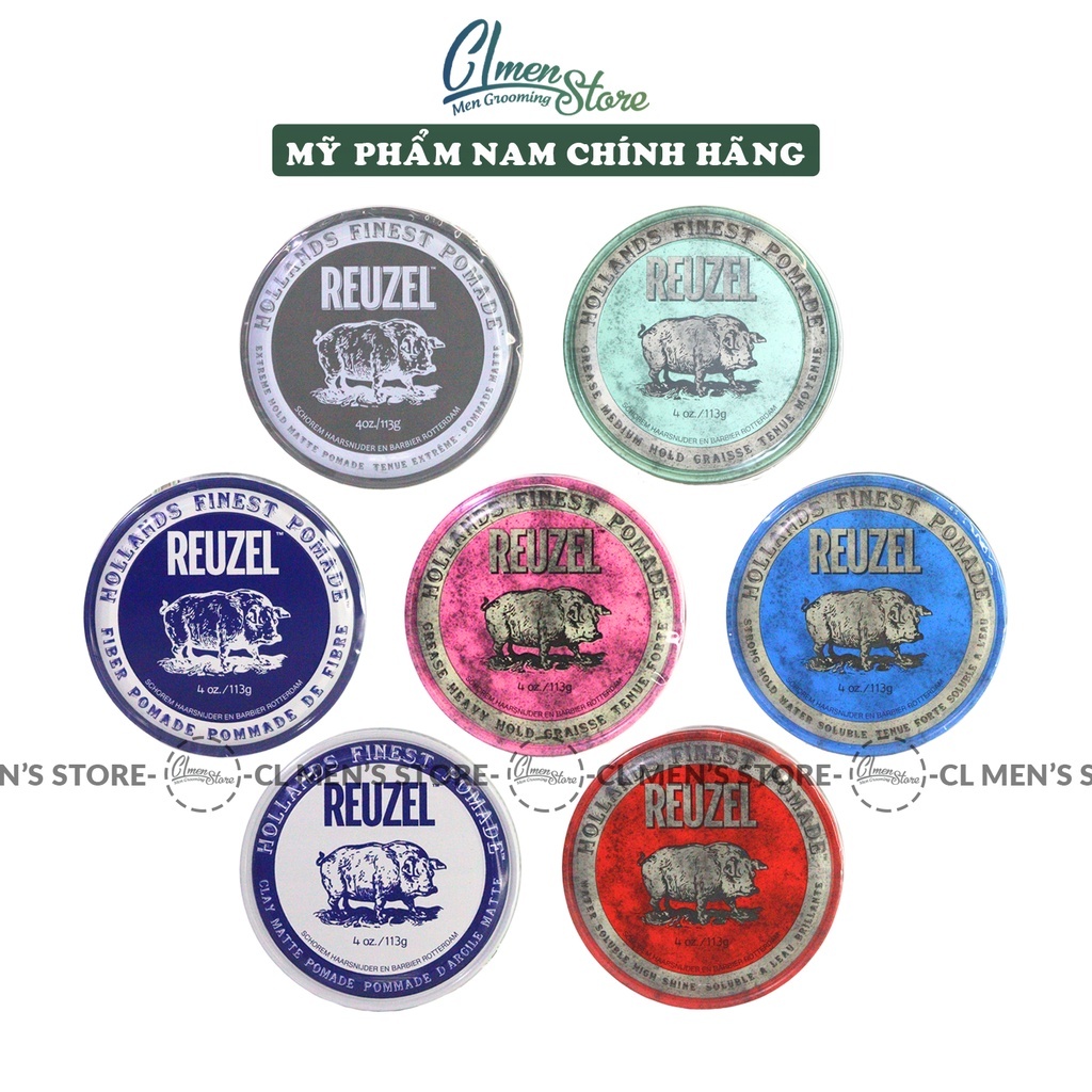 Sáp Vuốt Tóc Nam REUZEL Pink & Blue - Sáp Vuốt Tóc Gốc Dầu Lợn Hồng & Xanh Da Trời - 113gram