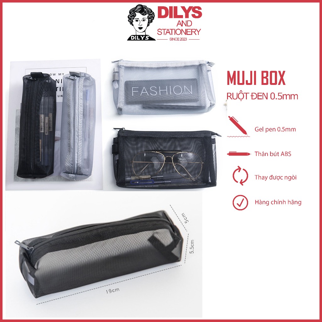 Túi đựng bút Muji dạng lưới tiện dụng (Japan)