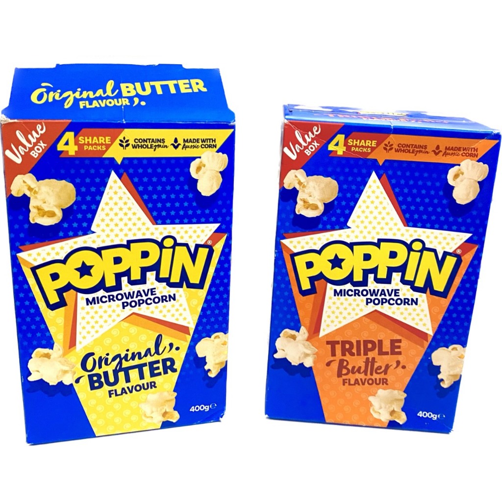 Bắp nổ lò vi sóng Poppin gói lẻ 100g/ hộp 4 gói 400g xuất xứ úc