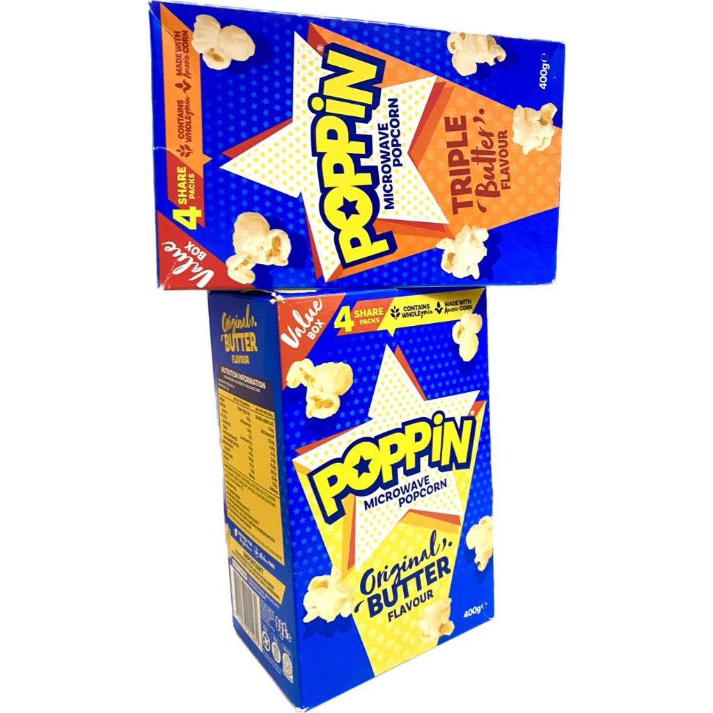 Bắp nổ lò vi sóng Poppin gói lẻ 100g/ hộp 4 gói 400g xuất xứ úc