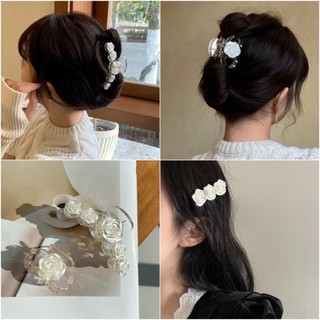 Kẹp tóc càng cua hoa hồng trắng
