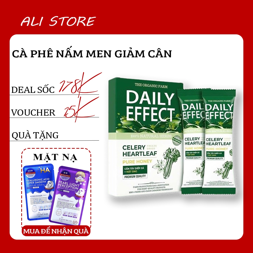 Bột Cần Tây Diếp Cá Mật Ong Nước Uống Giảm Mụn Daily Effect Hộp 14 gói Nước Uống Detox