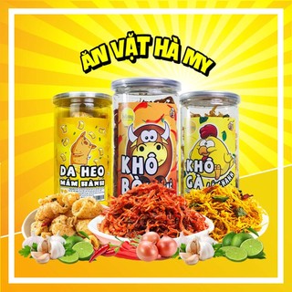 Combo 3 món đồ ăn vặt, cơm cháy, da heo, khô bò, khô gà, bimbim tăm đậu, ngô xóc mắm