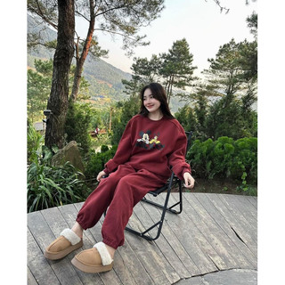 SET ÁO CROPTOP SWEATER XANH KÈM QUẦN JOGGER TRẮNG (về thêm hồng, đen, kem, nâu, đỏ)