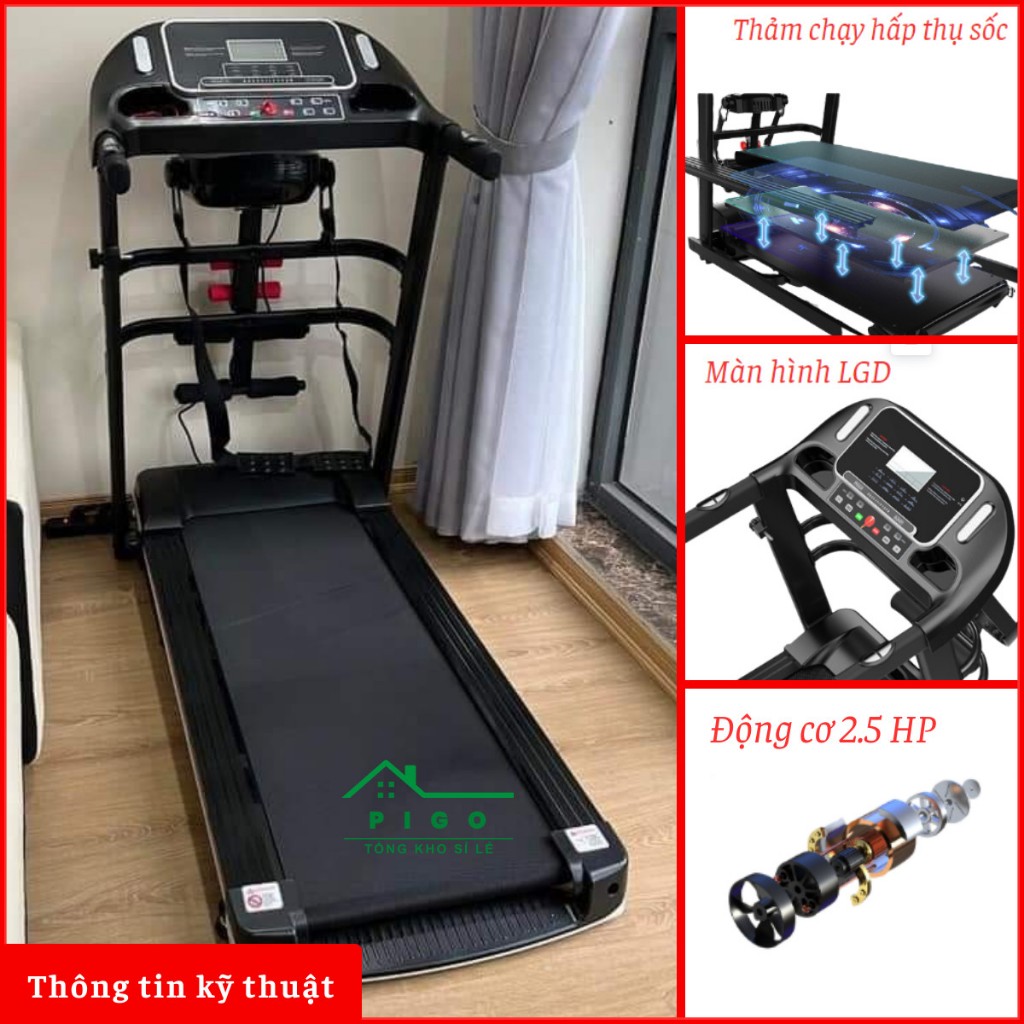 Máy chạy bộ điện đa năng sports , tích hợp máy rung, gập bụng !
