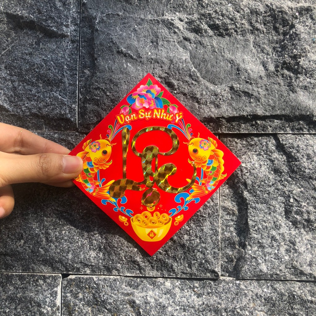 Giấy dán năm mới -  Decal chữ LỘC/PHÚC dán giỏ quà dưa hấu, bánh chưng