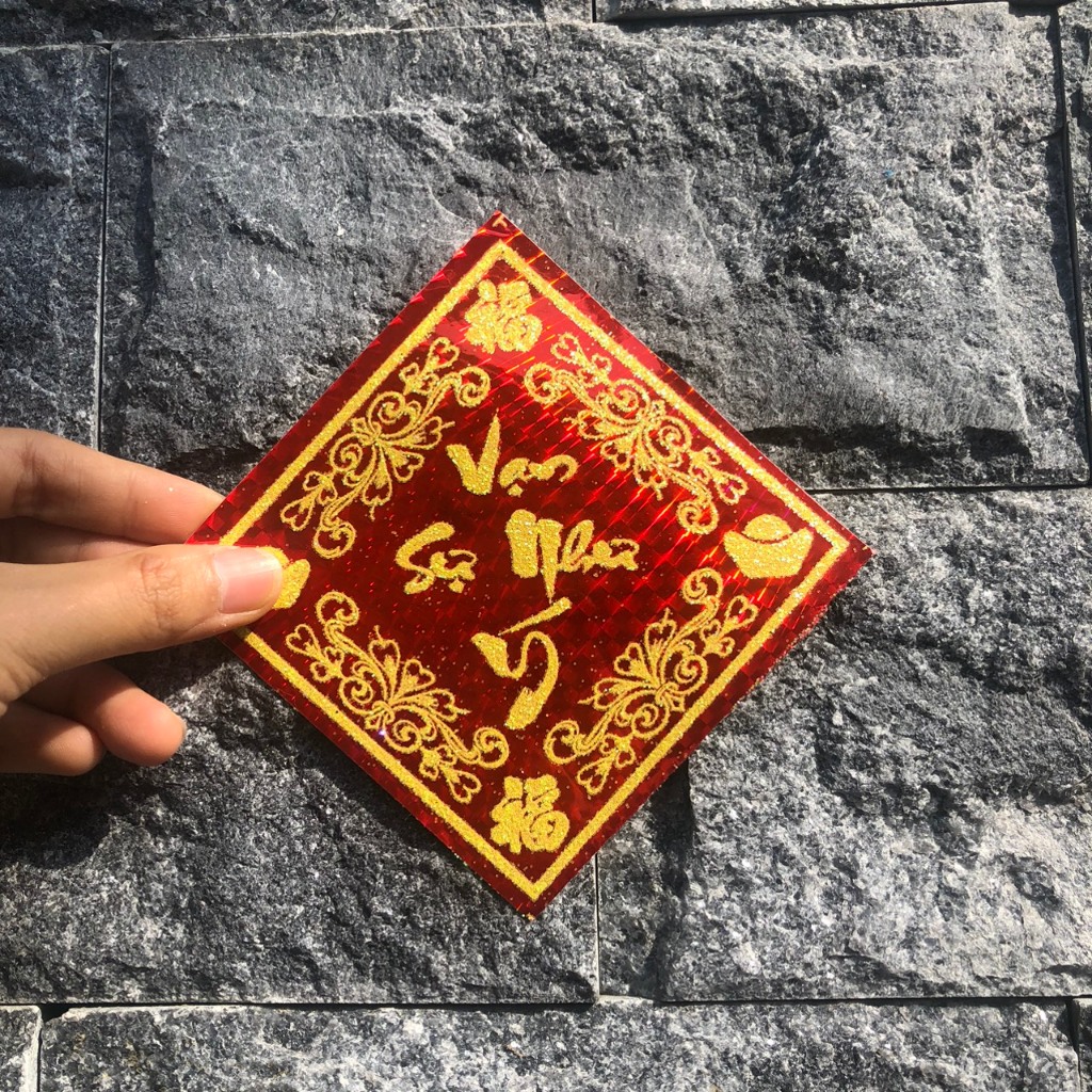 Giấy dán năm mới -  Decal chữ LỘC/PHÚC dán giỏ quà dưa hấu, bánh chưng