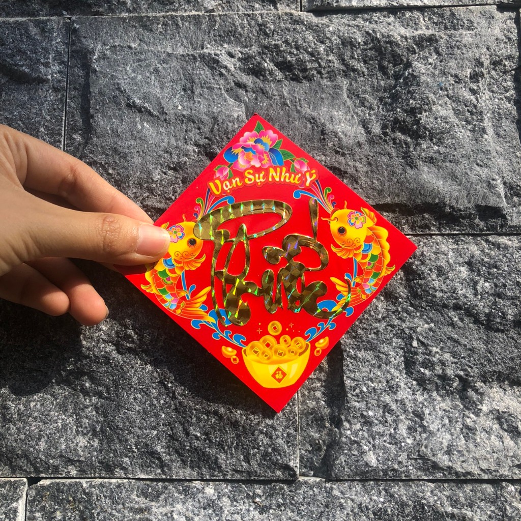 Giấy dán năm mới -  Decal chữ LỘC/PHÚC dán giỏ quà dưa hấu, bánh chưng