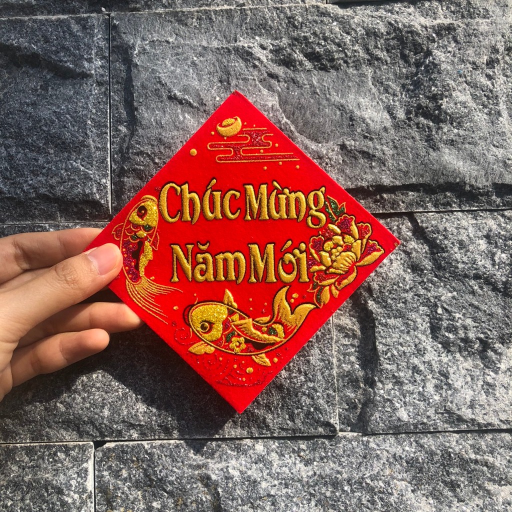 Giấy dán năm mới -  Decal chữ LỘC/PHÚC dán giỏ quà dưa hấu, bánh chưng