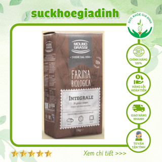 [Date 5.2025] Bột Mì Nguyên Cám Hữu Cơ Grassi 1kg