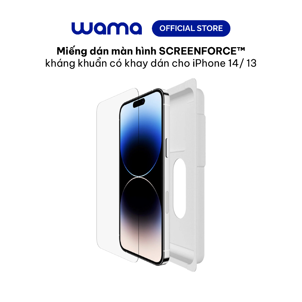 Miếng dán màn hình SCREENFORCE™ Belkin kháng khuẩn có khay dán cho iPhone 14/ 13 Series