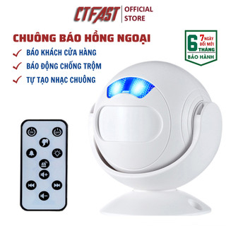 Chuông báo khách cửa hàng, báo động chống trộm CTFAST 01 cảm biến hồng ngoại,remote từ xa - Tự tạo nhạc chuông riêng