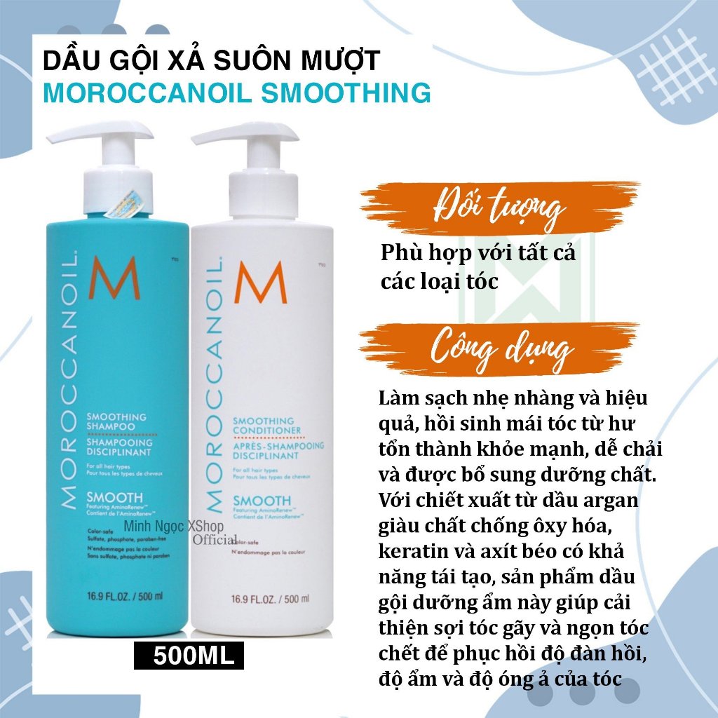 Cặp gội xả Moroccanoil Smooth Suôn Mượt
