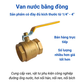 Van bi đồng italy 42 49 60 van nước tay gạt nối ren trong bằng đồng thau