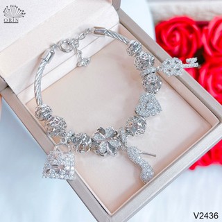 Lắc tay, vòng tay đính charm trắng đính đá thiết kế cao cấp Orin V2436