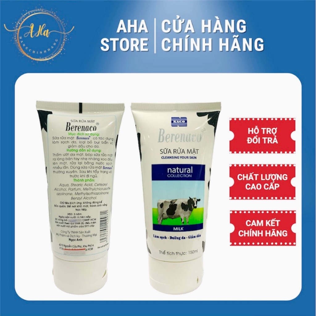 Sữa Rửa Mặt Sữa Bò Berenaco Cung Cấp Dưỡng Chất Làm Cho Da Trắng Hồng Và Láng Mịn - Ch100