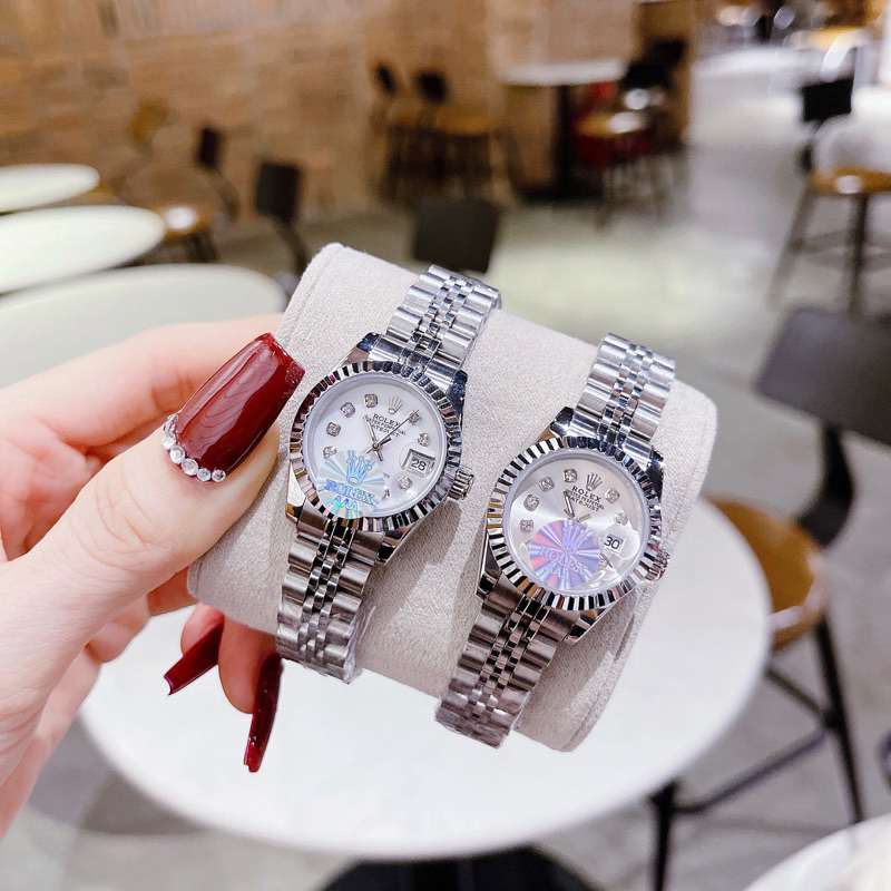 Cao Cấp _ Đồng Hồ Cặp Nam Nữ RÕLẼS Size Nữ 28mm, Dây Inox Kính Sphire Chống Trầy FULLBOX