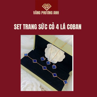 Set trang sức cỏ 4 lá màu coban bạc 925 Trang sức PAJ