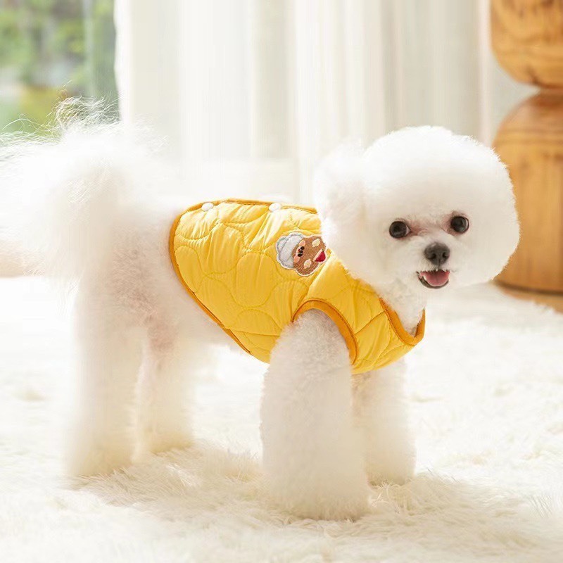 Áo phao cho thú cưng - Gile trần bông cho chó mèo vải kháng nước bấm cúc siêu ấm