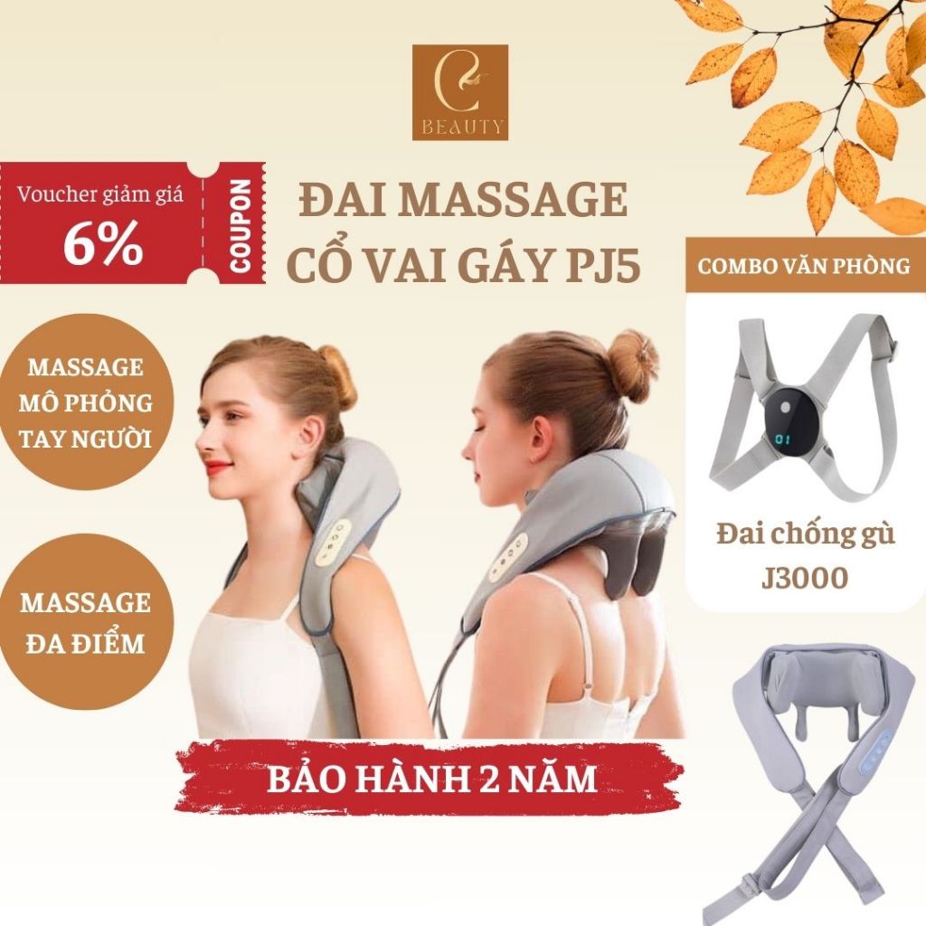 Máy massage PJ5, đai massage cao cấp, máy mát xa đa năng dành cho dân văn phòng đau mỏi cổ vai gáy