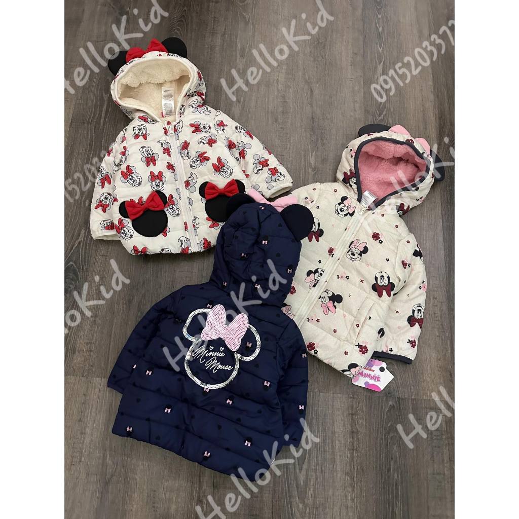 Áo phao lót lông mũ tai Mickey cho bé