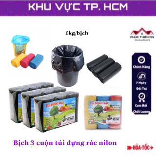 [ 1kg/bịch ] Bịch 3 cuộn túi đựng rác chất liệu nilon tự phân huỷ sinh học - tiện dụng, tiết kiệm