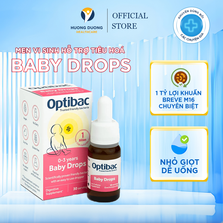 Men vi sinh Optibac Probiotics Baby Drops, bảo vệ đường ruột, tăng đề kháng dạng giọt - lọ 10ml