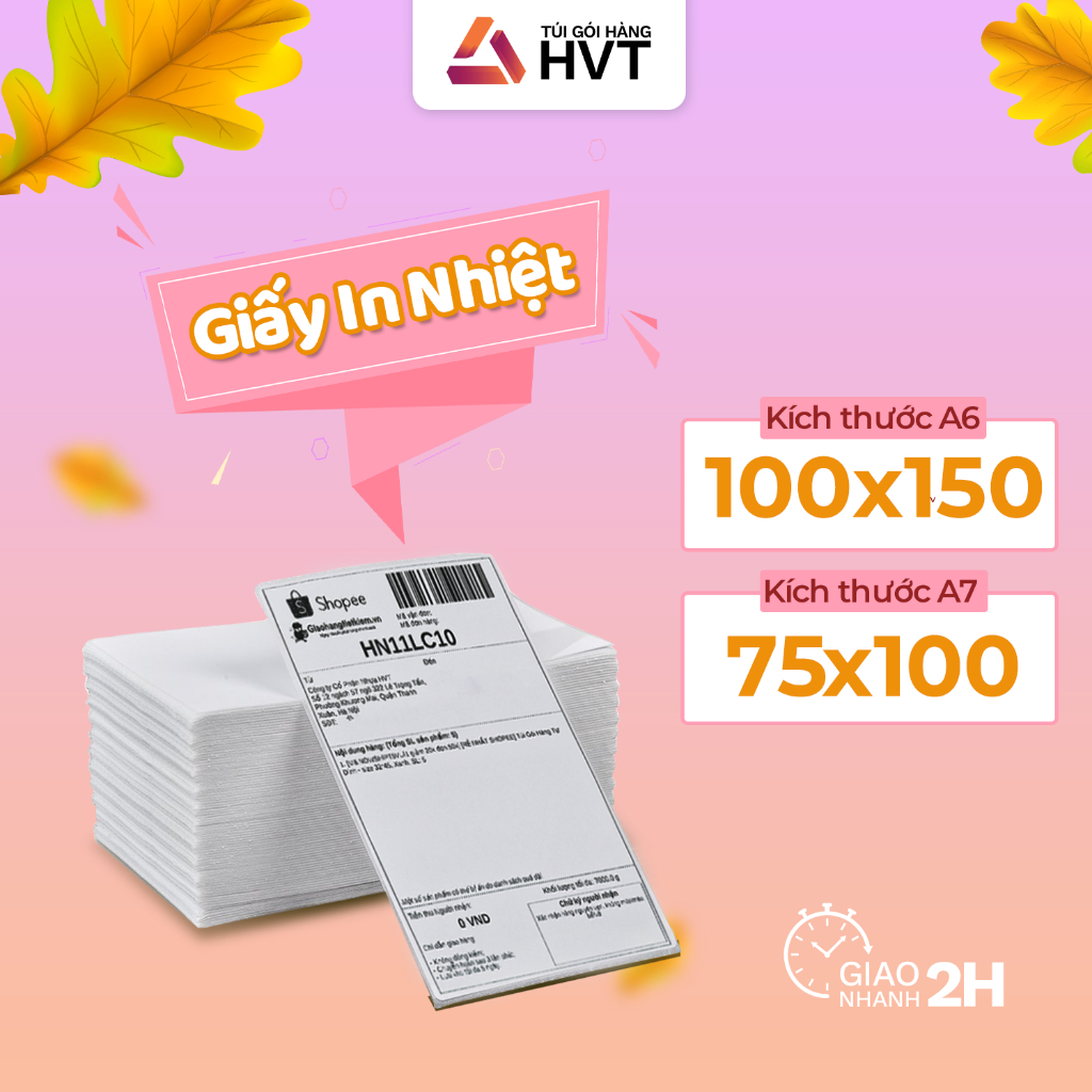 GIấy in nhiệt chống nước, in bill tự dính, giấy in decal NHỰA HVT khổ A6 100*150mm & A7 75*100mm