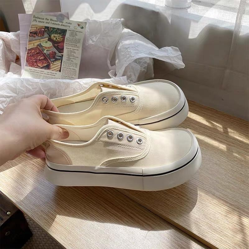 Giày lười nữ không dây chất liệu vải canvas phong cách thời trang sneaker mẫu mới siêu đẹp