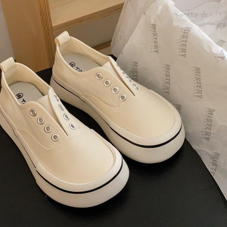 Giày lười nữ không dây chất liệu vải canvas phong cách thời trang sneaker mẫu mới siêu đẹp