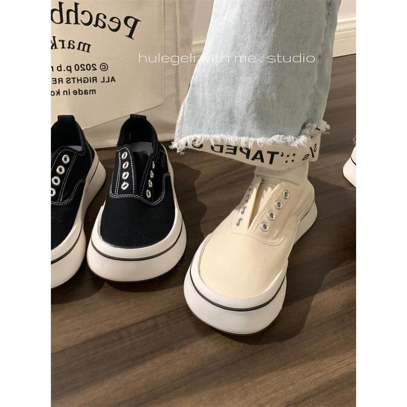 Giày lười nữ không dây chất liệu vải canvas phong cách thời trang sneaker mẫu mới siêu đẹp