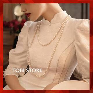 [Ngọc nặng xịn] Vòng cổ ngọc trai nhân tạo 150cm quấn 02 hoặc 03 vòng mặc áo dài, đầm dự tiệc sang trọng TB825