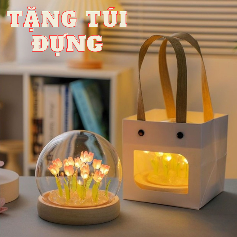 Đèn Ngủ Để Bàn Hoa Tulip DIY, Hộp hoa tulip có đèn , Hộp đèn hoa tulip,Đèn gương hoa tulip,Đèn hoa tulip tự làm handmad