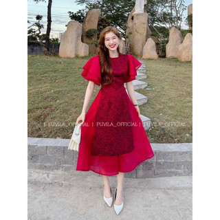 Set áo dài váy đỏ