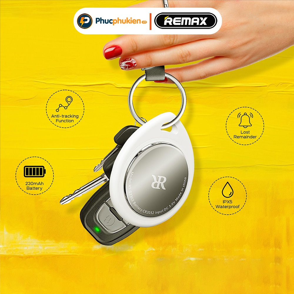 Remax  RT-G2302 Drop tag thiết bị định vị chính hãng Remax pin 365 ngày, định vị, đổi tên, báo âm thanh - Phúc Phụ Kiện