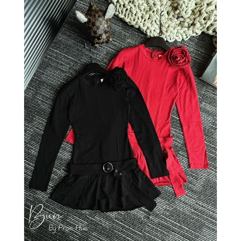 Váy Body kèm hoa gắn rời kèm đai 💯HÀNG THIẾT KẾ TẾT 2024 💖