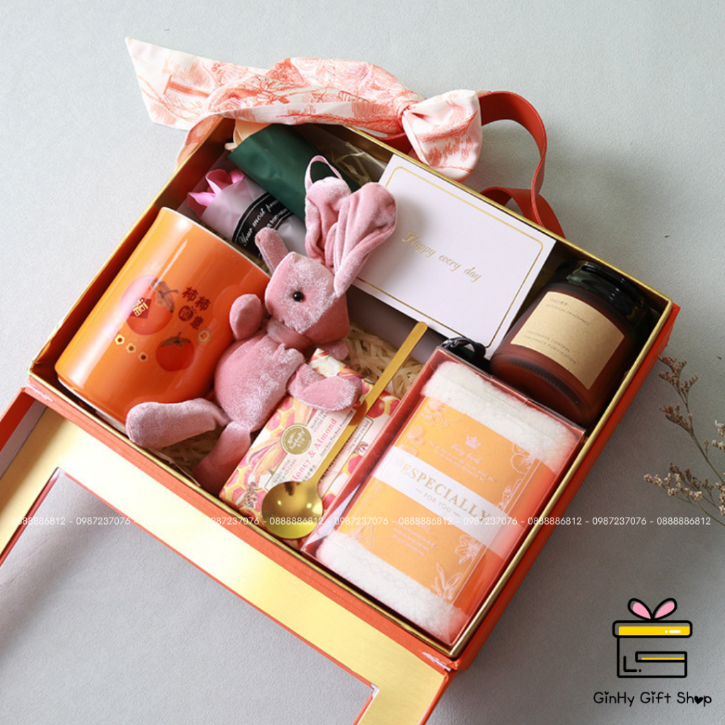 Set Quà Tặng SC01 GinHy - Set Quà Tặng Độc Đáo Cho Bạn Gái, Bạn Trai, Doanh Nghiệp Màu Cam Sang Trọng Và Hiện Đại