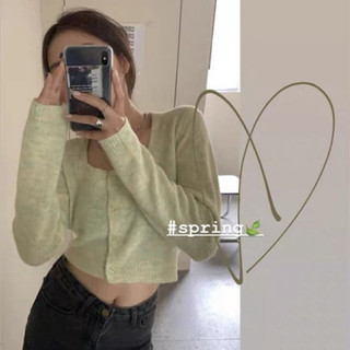 Áo Len Cardigan Dáng Croptop Cổ Vuông