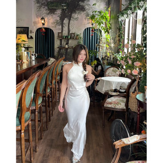 BABICHE Đầm Lụa Teffeni dress Cổ Yếm Dáng Dài Hở Lưng