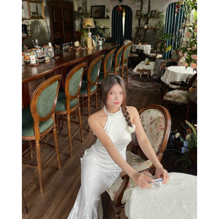 BABICHE Đầm Lụa Teffeni dress Cổ Yếm Dáng Dài Hở Lưng