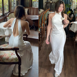 BABICHE Đầm Lụa Teffeni dress Cổ Yếm Dáng Dài Hở Lưng