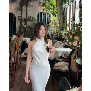 BABICHE Đầm Lụa Teffeni dress Cổ Yếm Dáng Dài Hở Lưng