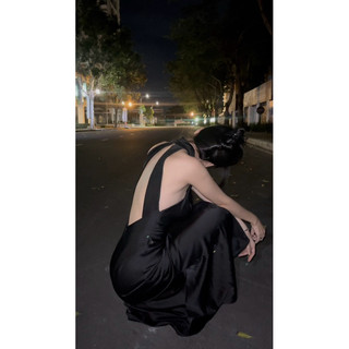 BABICHE Đầm Lụa Teffeni dress Cổ Yếm Dáng Dài Hở Lưng
