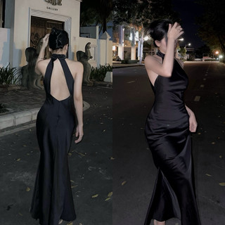 BABICHE Đầm Lụa Teffeni dress Cổ Yếm Dáng Dài Hở Lưng