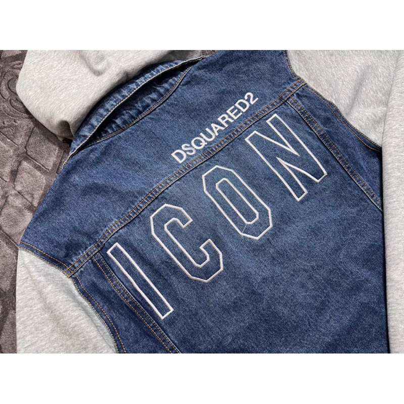 Áo Khoác Bò Mũ Nỉ Lưng Thêu DSSQ lCON