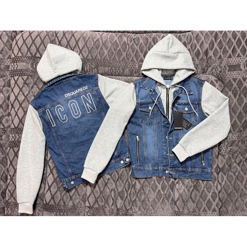 Áo Khoác Bò Mũ Nỉ Lưng Thêu DSSQ lCON