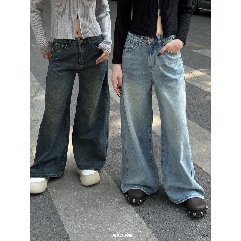 Quần jeans mài gối ống to M7 - 10463
