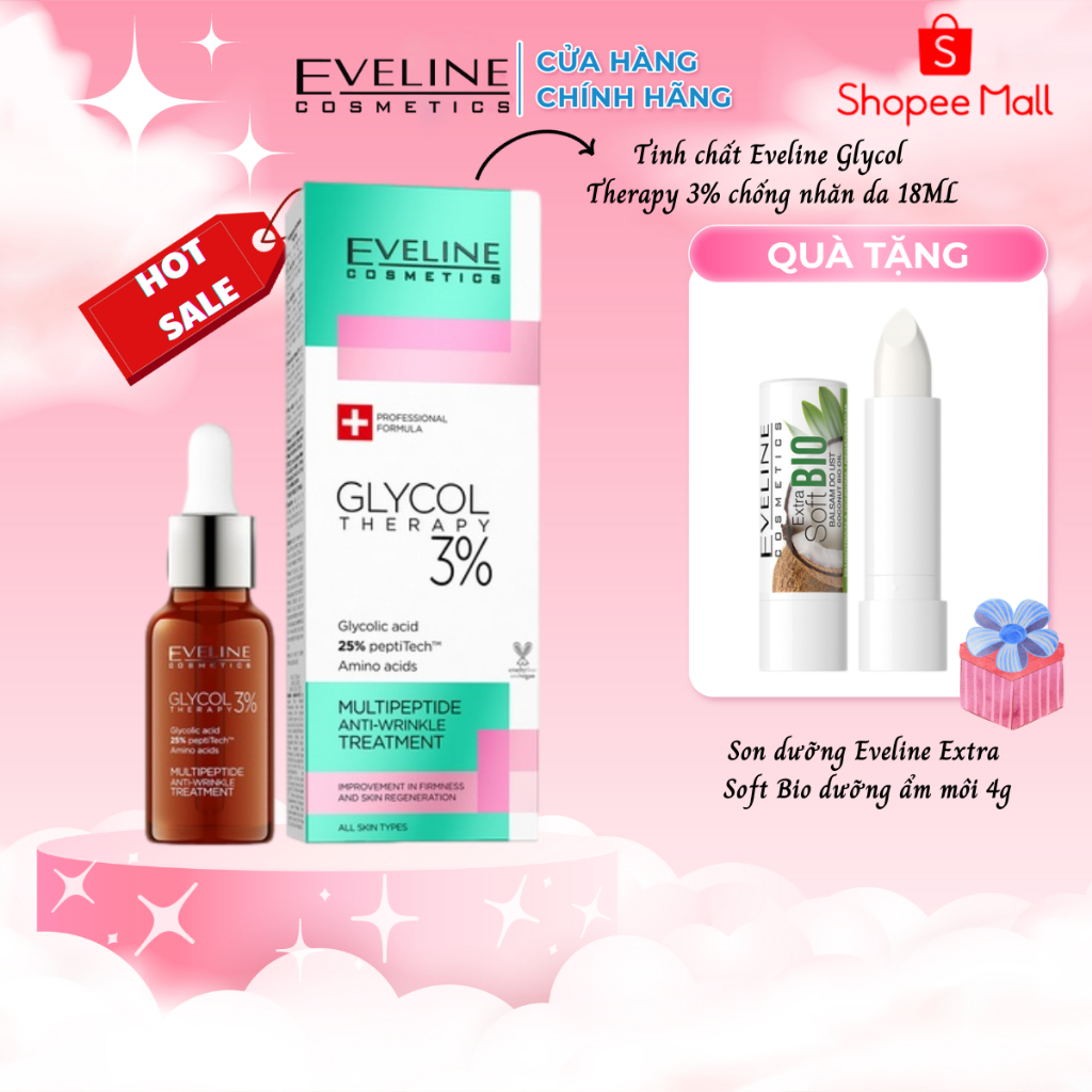 Tinh chất Eveline Glycol Therapy 3% chống nhăn da 18ML
