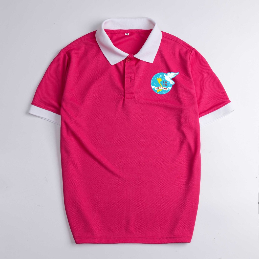 Áo thun đồng phục hội liên hiệp phụ nữ Việt Nam 2023 La'house Uniform Hồng Sen Phối Cổ Trắng